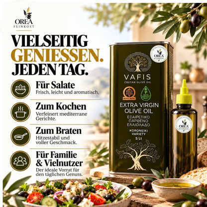 OREA Auswahl – 5L Extra Natives Olivenöl aus Kreta + 500ml Squeeze-Dosierflasche | Vorteilsset Limitiert | Ernte 2025/26