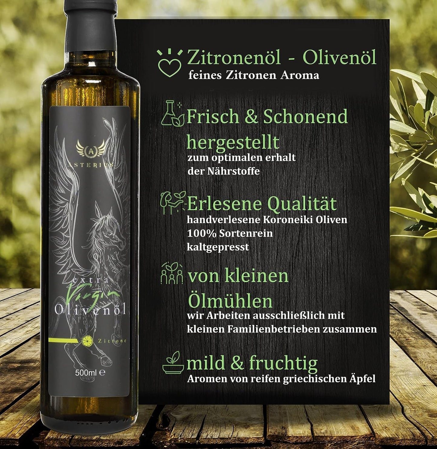 Asterius griechisches Olivenöl mit Zitrone nativ extra  (2x500ml)