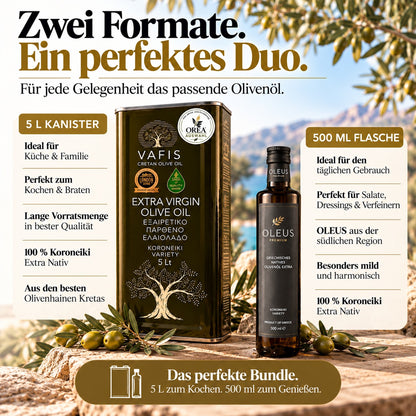 OREA Auswahl – Olivenöl Extra Nativ 5L + 500ml Premium Koroneiki aus Kreta